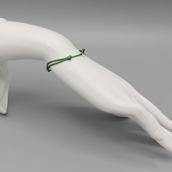 Jewelry heart green gold string bracelet adjustable fashion delicate brand new - Picture 6 of 7